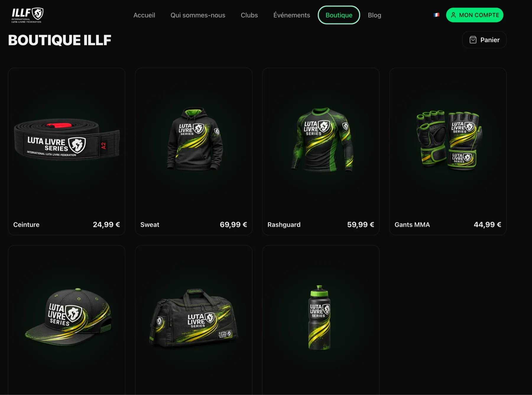 The same ILLF store rendered in French, sharing one product catalogue across every language