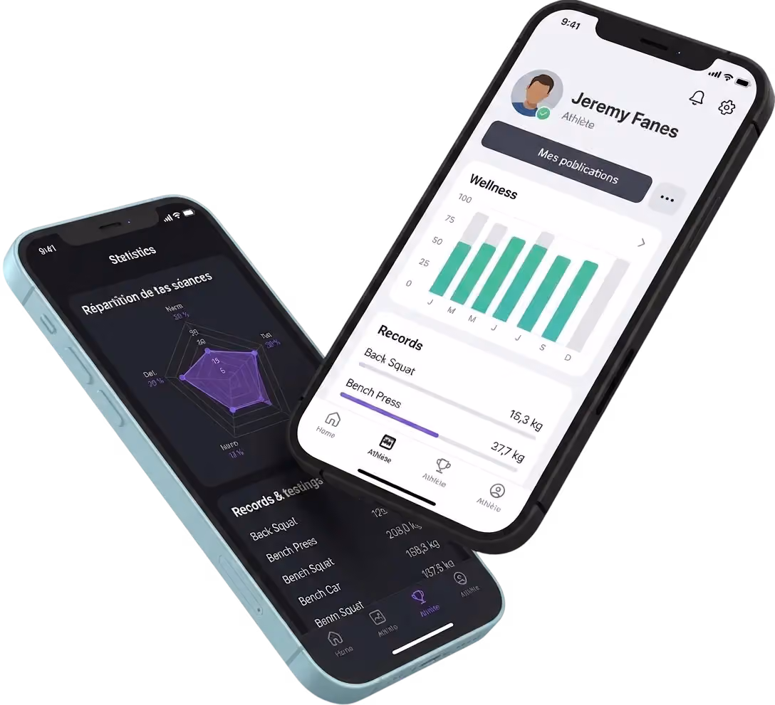 Wibock mobile statistics view showing personal records and training distribution